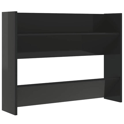 skoreol til væg 80x18x60 cm konstrueret træ sort højglans