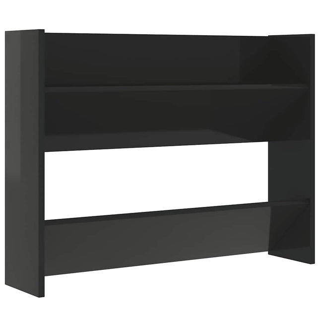 skoreol til væg 80x18x60 cm konstrueret træ sort højglans