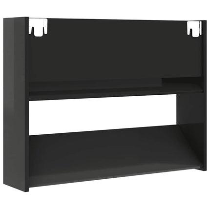 skoreol til væg 80x18x60 cm konstrueret træ sort højglans