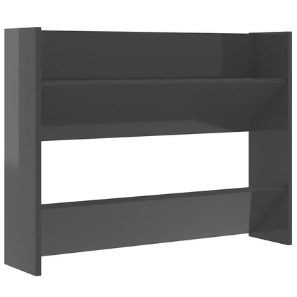 skoreol til væg 80x18x60 cm konstrueret træ grå højglans