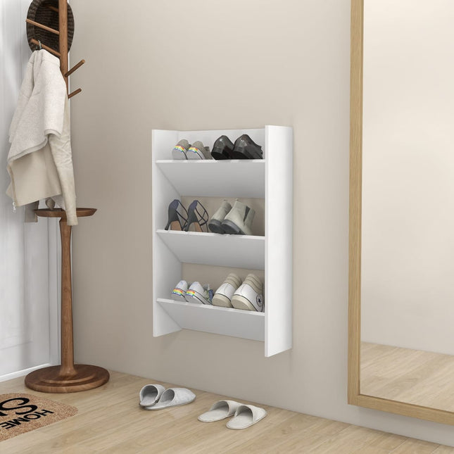 væghængt skoskab 60x18x90 cm spånplade hvid