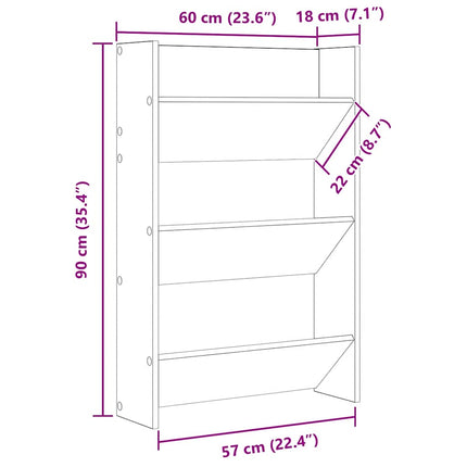 væghængte skoskabe 2 stk. 60x18x90 cm spånplade sonoma-eg