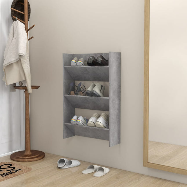 væghængt skoskab 60x18x90 cm spånplade betongrå