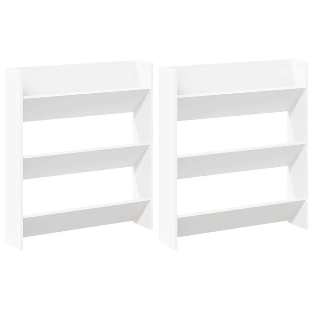 væghængte skoskabe 2 stk. 80x18x90 cm spånplade hvid