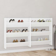 væghængte skoskabe 2 stk. 80x18x90 cm spånplade hvid