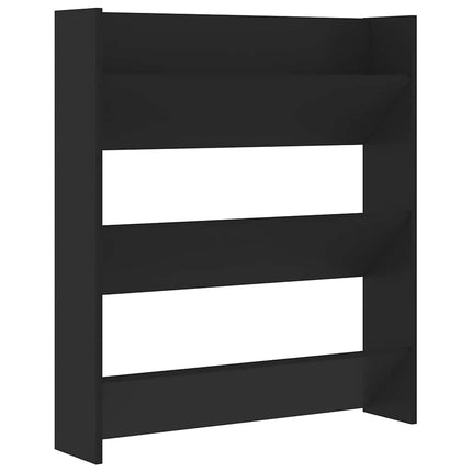 væghængt skoreol 80x18x90 cm konstrueret træ sort