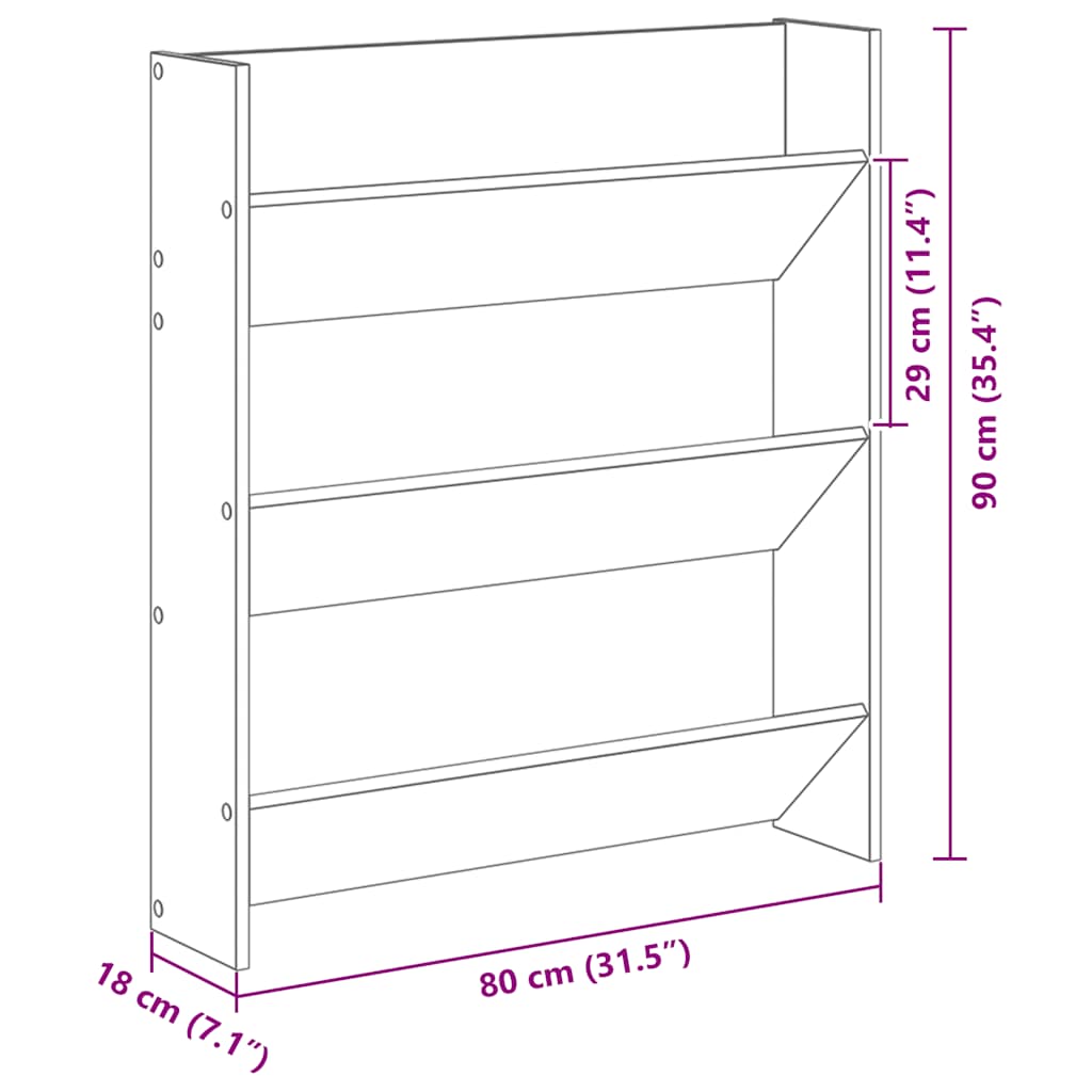væghængt skoskab 80x18x90 cm spånplade betongrå