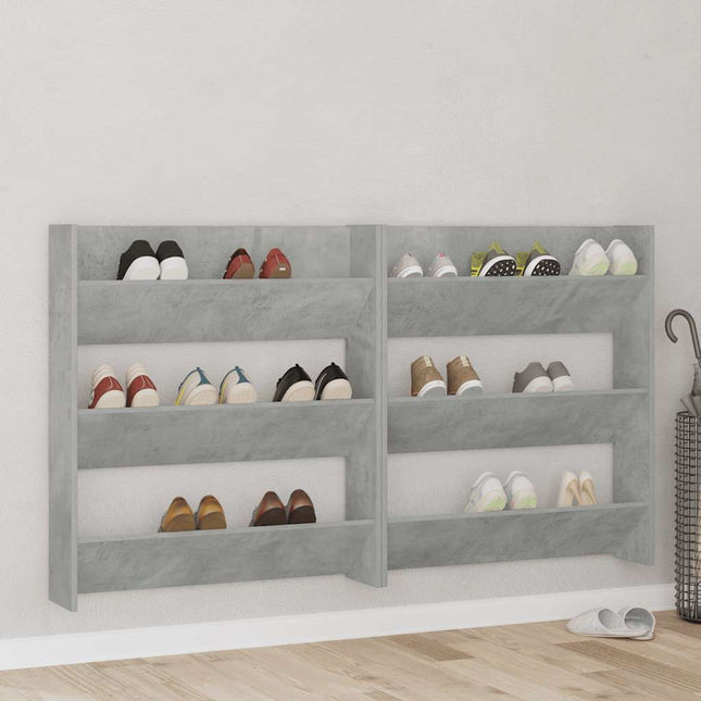 væghængt skoskab 80x18x90 cm spånplade betongrå