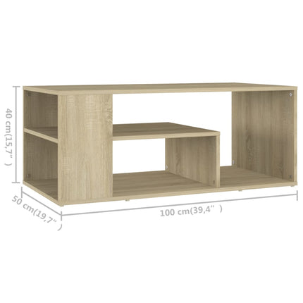 sofabord 100x50x40 cm konstrueret træ sonoma-eg