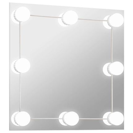 vægspejl med LED-lys firkantet glas