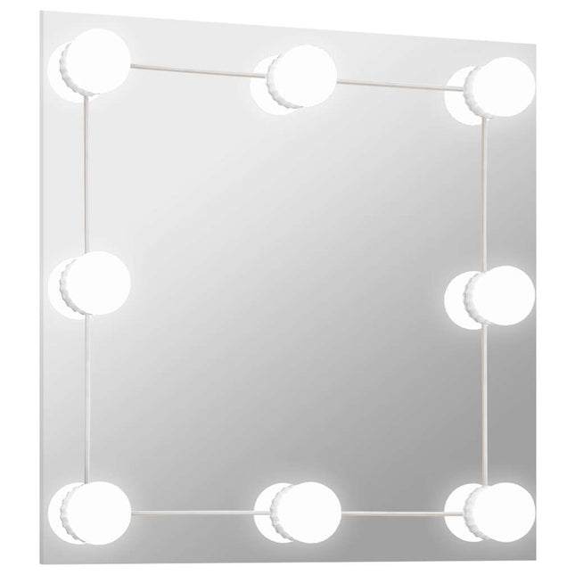 vægspejl med LED-lys firkantet glas