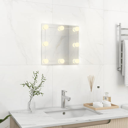 vægspejl med LED-lys firkantet glas