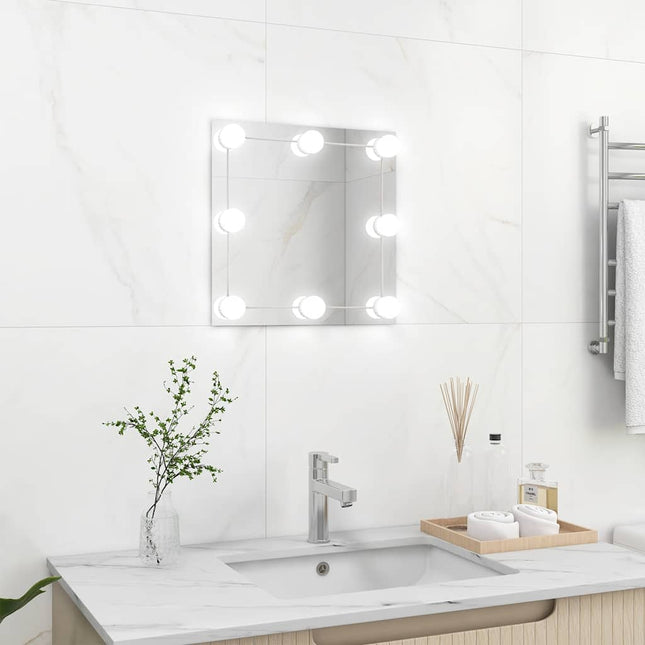 vægspejl med LED-lys firkantet glas