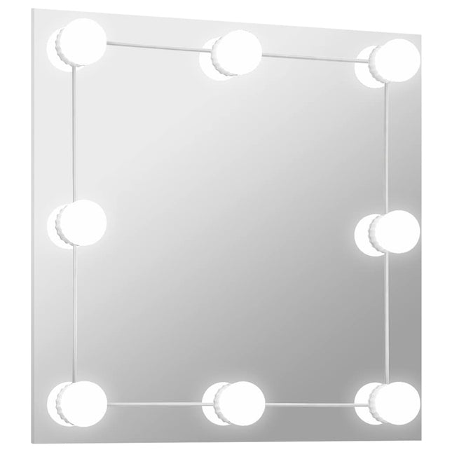 vægspejl med LED-lys firkantet glas