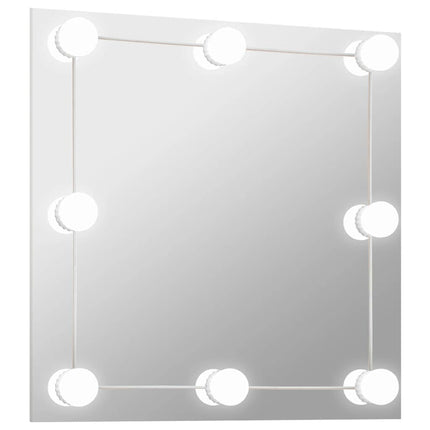vægspejl med LED-lys firkantet glas