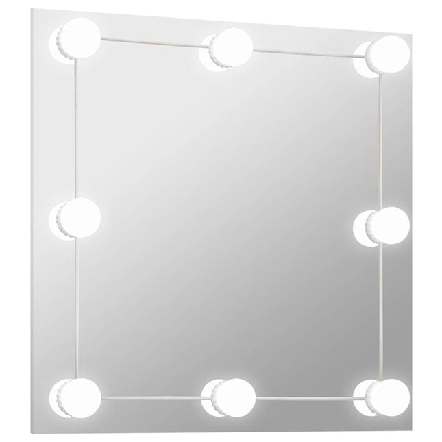 vægspejl med LED-lys firkantet glas