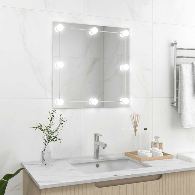 vægspejl med LED-lys firkantet glas
