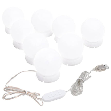 vægspejl med LED-lys rundt glas