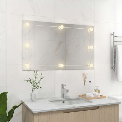 vægspejl uden ramme med LED-lys rektangulær glas