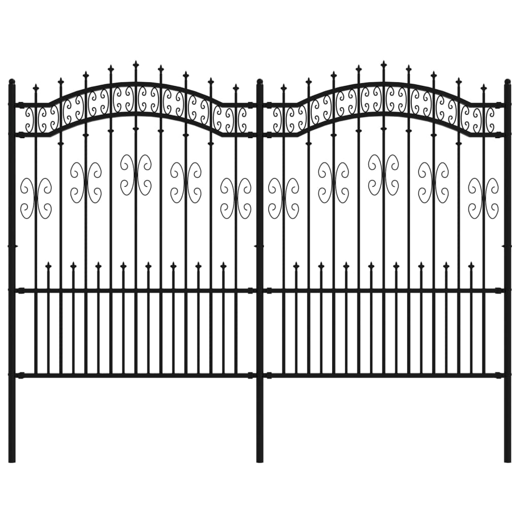 havehegn med spydtop sort 240x150 cm pulverlakeret stål