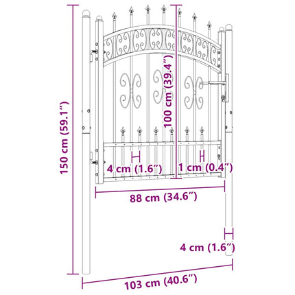hegnslåge KAMPEN med spydtop sort 103x100 cm stål
