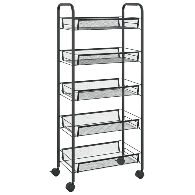 køkkenvogn med 5 hylder 46x26x105 cm jern sort