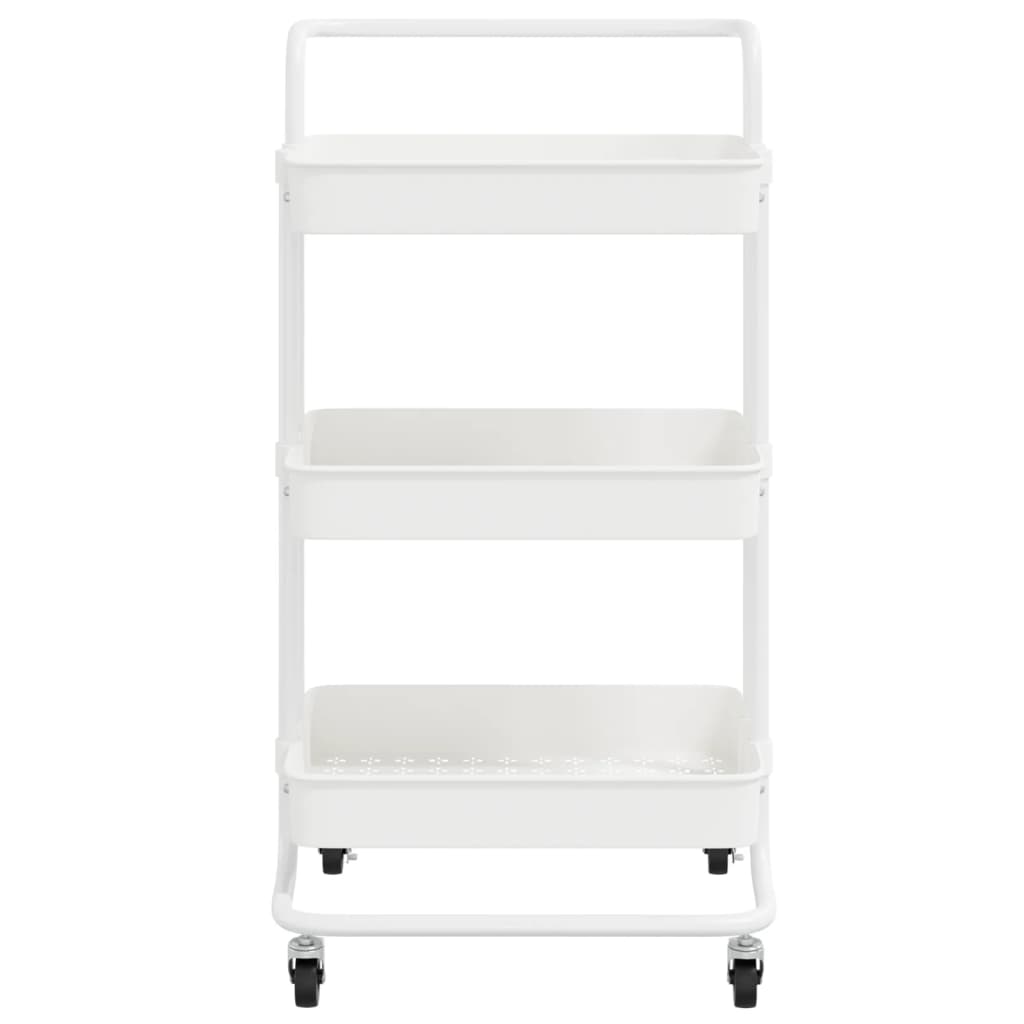 køkkenvogn med 3 hylder 42x35x85 cm jern og ABS hvid