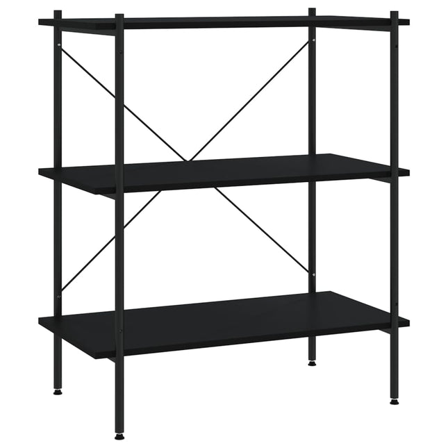 reol med 3 hylder 80x40x92 cm sort
