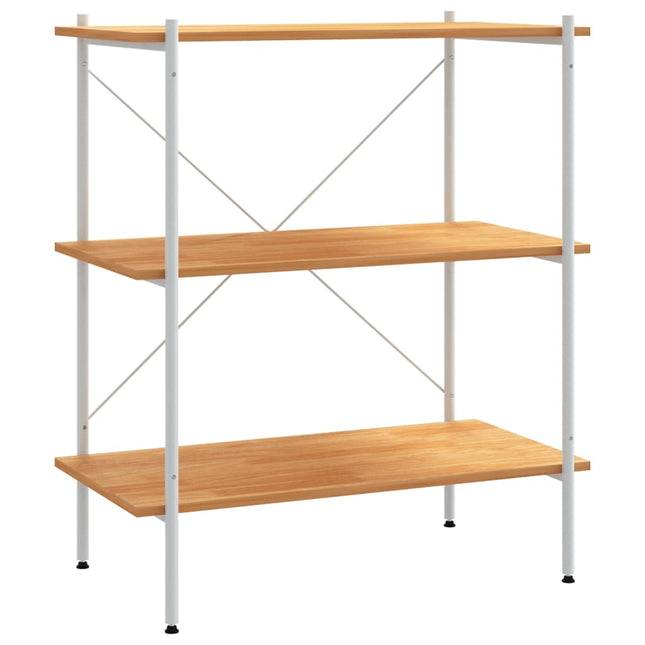 reol med 3 hylder 80x40x92 cm hvid og egetræsfarvet