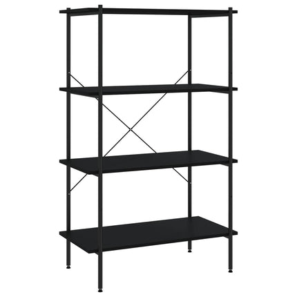 reol med 4 hylder 80x40x130 cm sort