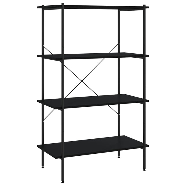 reol med 4 hylder 80x40x130 cm sort