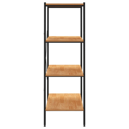 reol med 4 hylder 80x40x130 cm sort og egetræsfarvet
