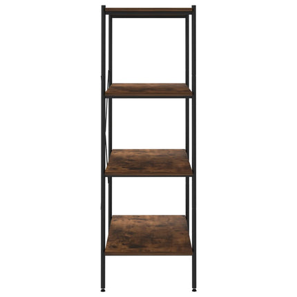 reol med 4 hylder 80x40x130 cm sort og naturfarvet