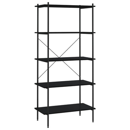reol med 5 hylder 80x40x163 cm sort