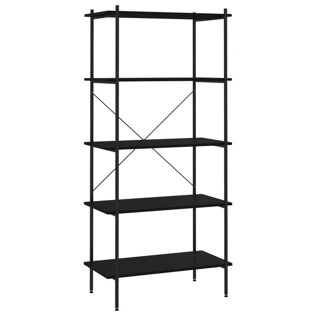 reol med 5 hylder 80x40x163 cm sort