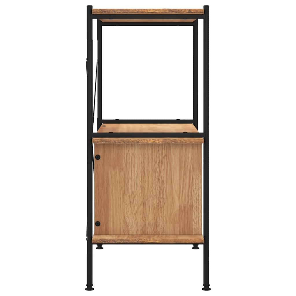 reol med skab 80x40x92 cm 3 niveauer stål og konstrueret træ