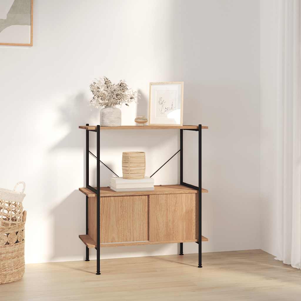 reol med skab 80x40x92 cm 3 niveauer stål og konstrueret træ
