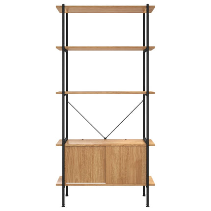 reol med skab 80x40x163 cm 5 niveauer stål og konstrueret træ
