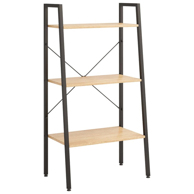 stigereol med 3 hylder 56x35x108 cm lysebrun og sort