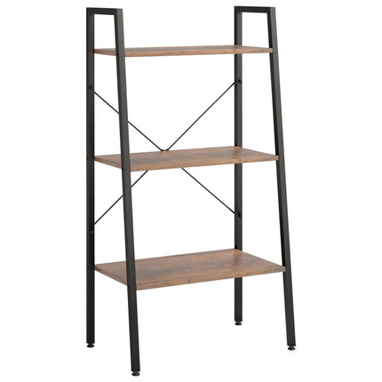 stigereol med 3 hylder 56x35x108 cm mørkebrun og sort