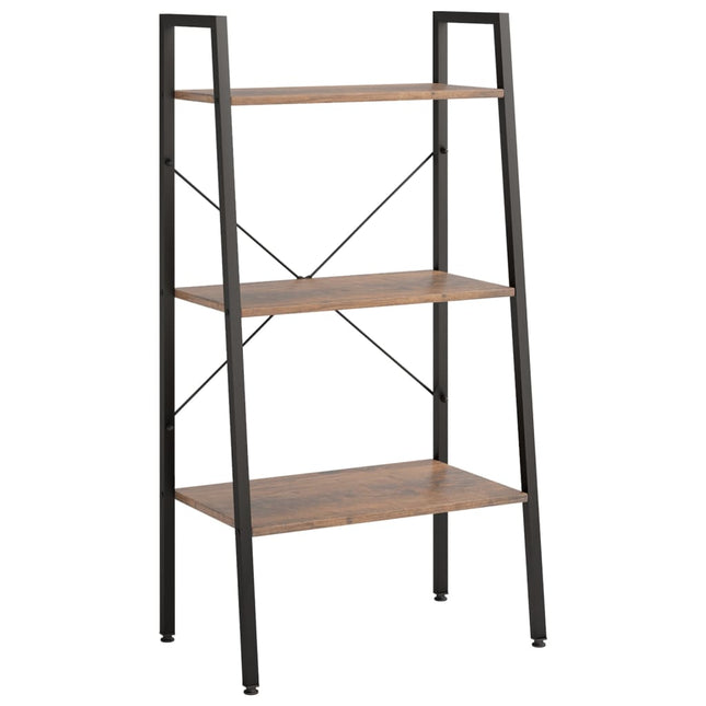 stigereol med 3 hylder 56x35x108 cm mørkebrun og sort