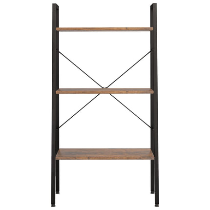 stigereol med 3 hylder 56x35x108 cm mørkebrun og sort