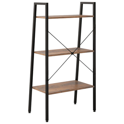stigereol med 3 hylder 56x35x108 cm mørkebrun og sort