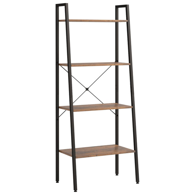 stigereol med 4 hylder 56x35x140 cm mørkebrun og sort