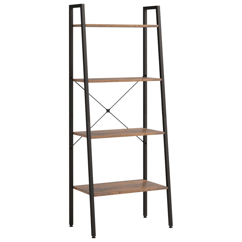 stigereol med 4 hylder 56x35x140 cm mørkebrun og sort
