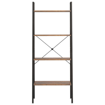 stigereol med 4 hylder 56x35x140 cm mørkebrun og sort