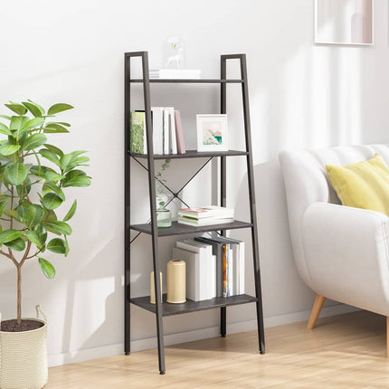 stigereol med 4 hylder 56x35x140 cm sort
