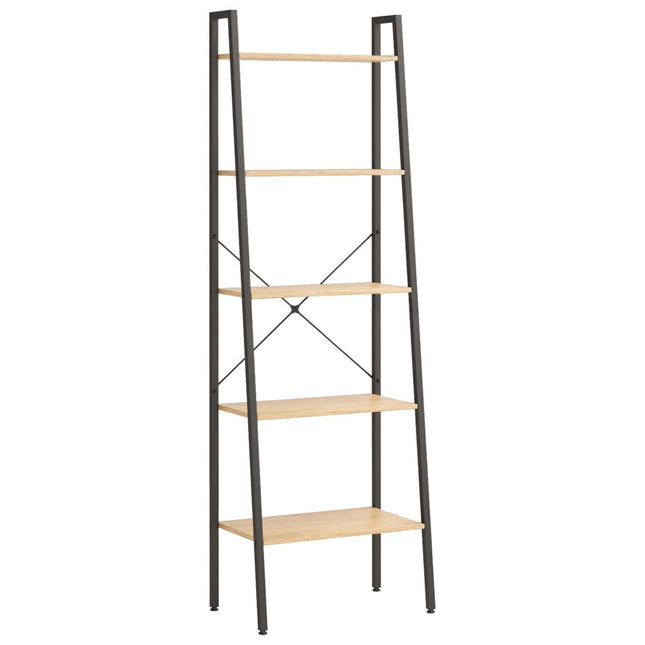 stigereol med 5 hylder 56x35x174 cm lysebrun og sort