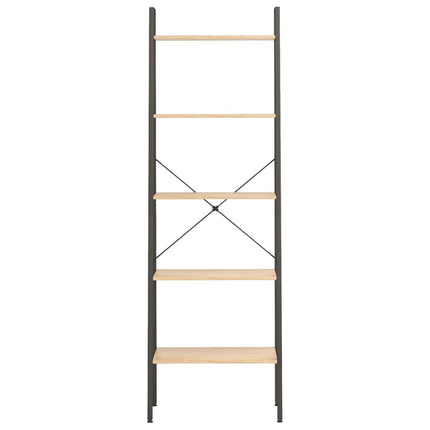stigereol med 5 hylder 56x35x174 cm lysebrun og sort