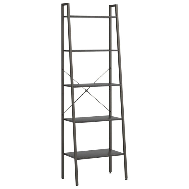 stigereol med 5 hylder 56x35x174 cm sort